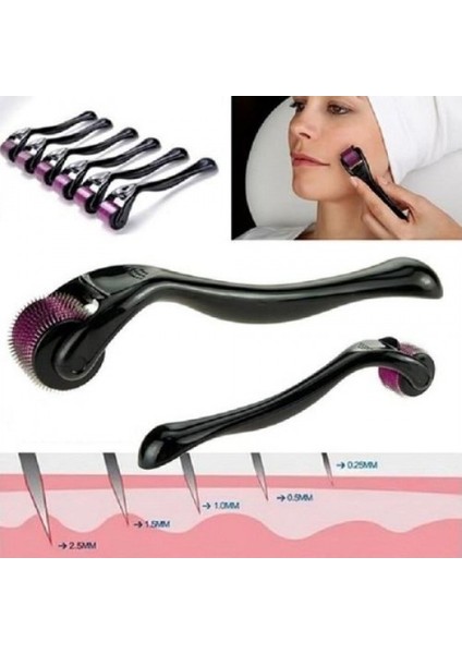 Titanyum Uçlu 540 Iğneli Derma Roller 1 mm Iğne Cilt Yüz Vücut Yenileme Masaj Aleti