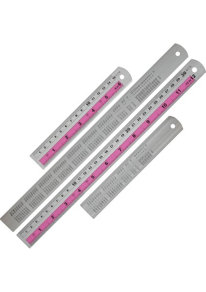12+6 Inç Metal Cetvel Seti, Kendin Yap Projeleri Için Mükemmel, Kırmızı (Yurt Dışından)