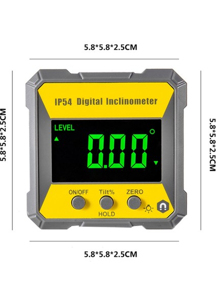 IP54 4X90 Derece Dijital Eğimölçer Açı Ölçer Arka Aydınlatma (Yurt Dışından)