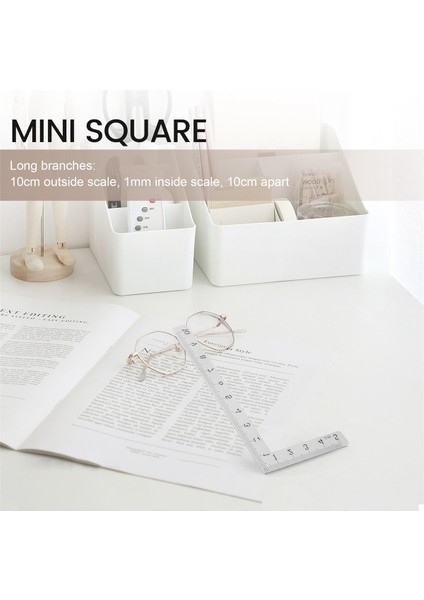 Mini Kare 10X5CM 90 Derece Paslanmaz Çelik Açı Cetvel Küçük Cetvel (Yurt Dışından)