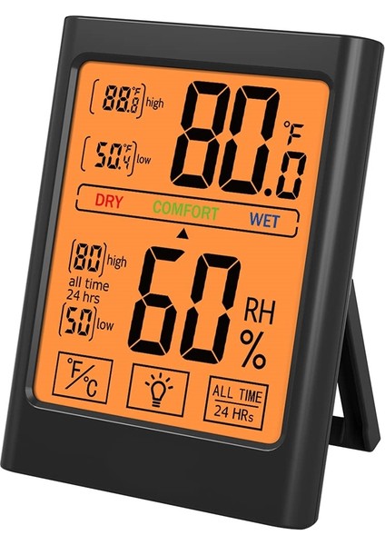 Sıcaklık ve Nem Monitörlü Dijital Higrometre (Siyah) (Yurt Dışından)