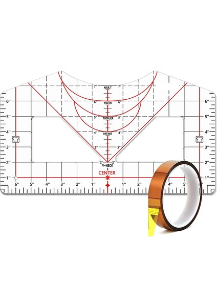 Vinil Hizalama Için Tişört Cetvel Kılavuzu, Isı Bandı ile (Yurt Dışından)