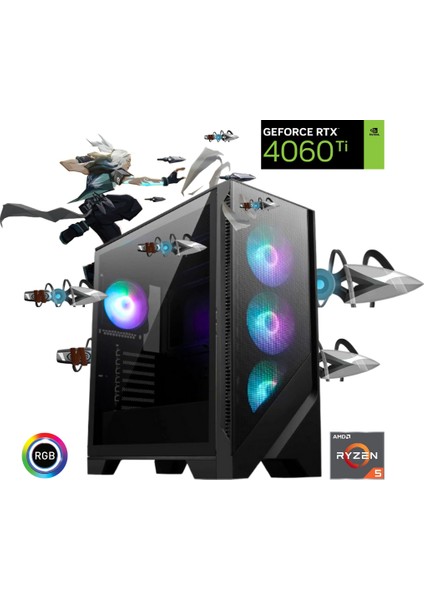 Ryzen 5 7600X 16GB Ddr5 1tb SSD Rtx 4060TI Oyun Bilgisayarı