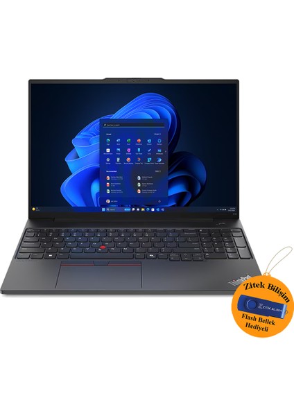 Thinkpad E16 G2 Intel Ultra 5-125U 64 GB Ram 1 Tb SSD 16" Windows 11 Pro 21MA003MTX ZI722 + Zitek 16 GB Flash Bellek