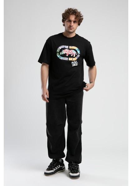 ECKO UNLTD Kıngston Siyah Bisiklet Yaka Baskılı Oversize Erkek Tshirt fırsatları