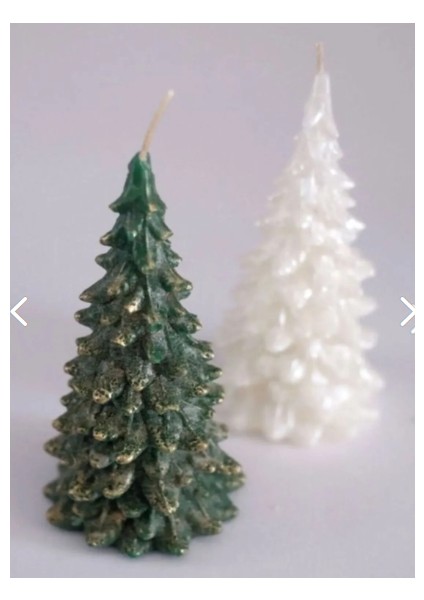 Dekoratif Hediyelik 2'li Çam Ağacı Mum Seti, Yeşil, Beyaz Kokulu Mum Yılbaşı Hediye Pine Tree Candle fiyatları