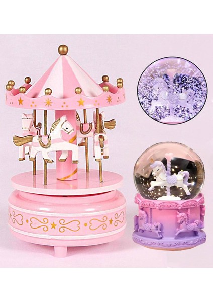 Atlı Karınca Mini Unicorn Işıklı Kar Küresi ve Müzik Kutusu