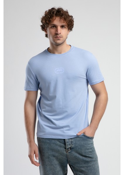 ECKO UNLTD Johnson Mavi Bisiklet Yaka Baskılı Standard Fit Erkek Tshirt