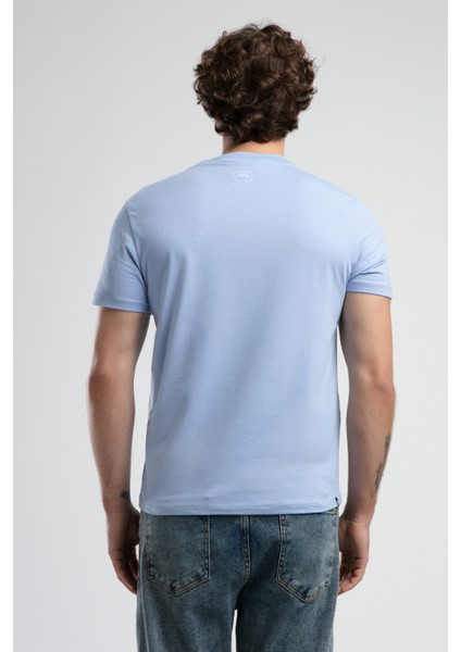 ECKO UNLTD Johnson Mavi Bisiklet Yaka Baskılı Standard Fit Erkek Tshirt modelleri