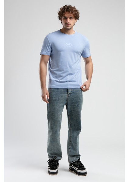 ECKO UNLTD Johnson Mavi Bisiklet Yaka Baskılı Standard Fit Erkek Tshirt fırsatları