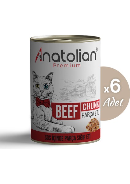 Adult Beef Biftekli Parça Etli Yetişkin Kedi Konservesi 400 gr x 6 Adet