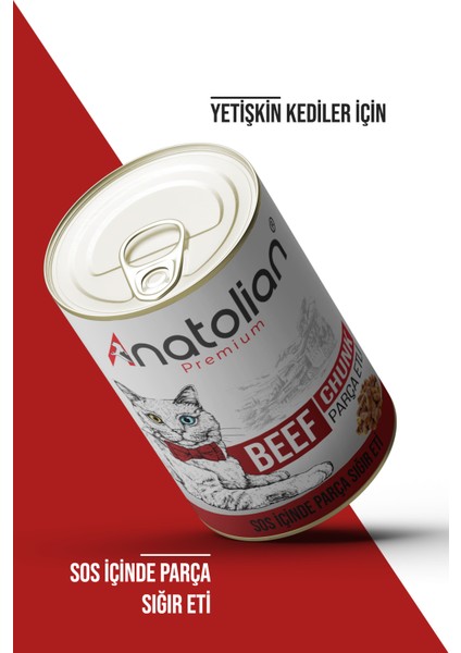 Adult Beef Biftekli Parça Etli Yetişkin Kedi Konservesi 400 gr x 6 Adet