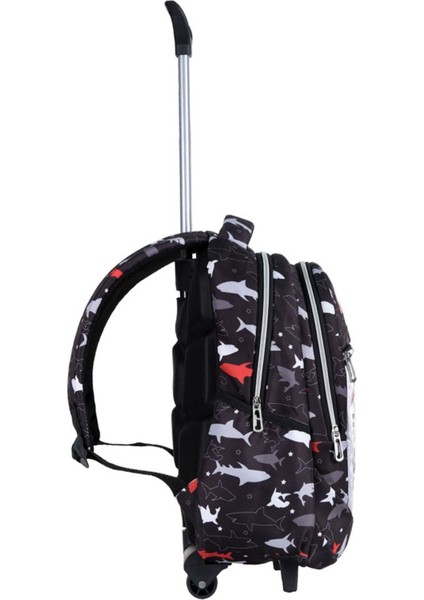 Çekçekli 3'lü Okul Seti, Siyah Köpek Balığı Desenli Ilkokul Çantası + Beslenme Çantası + Kalemlik fiyatları