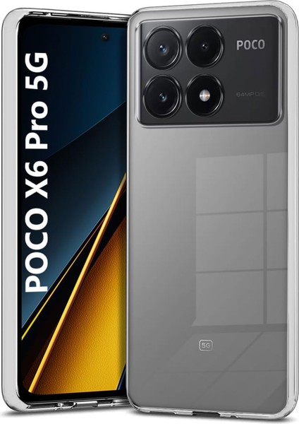 Poco X6 Pro 5g Kılıf Şeffaf Kamera Korumalı Esnek Yumuşak Silikon