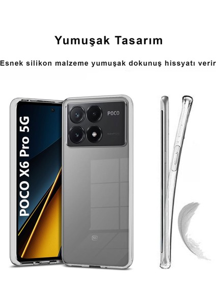 Poco X6 Pro 5g Kılıf Şeffaf Kamera Korumalı Esnek Yumuşak Silikon modelleri