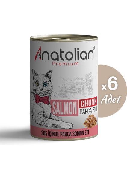 Anatolian Premium Adult Salmon Somonlu Yetişkin Kedi Konservesi 400 gr 6 Adet