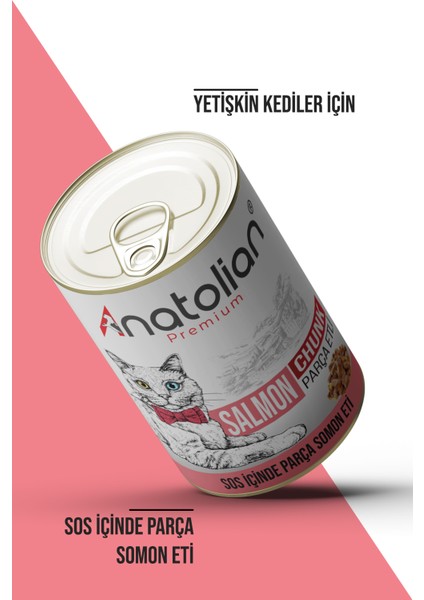 Anatolian Premium Adult Salmon Somonlu Yetişkin Kedi Konservesi 400 gr 6 Adet