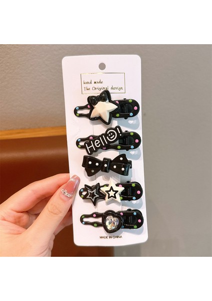 Karikatür Çocuk Saç Kız Dekorasyon Siyah Yıldız Toka Seti (Yurt Dışından)