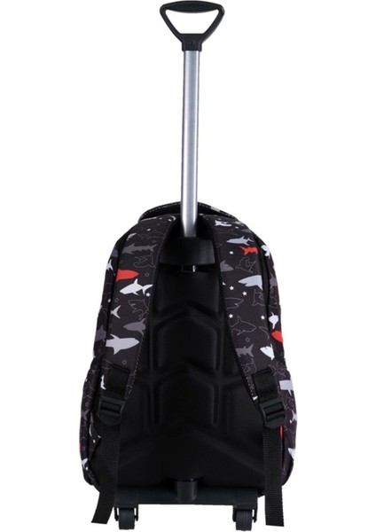 Çekçekli 3'lü Okul Seti, Siyah Köpek Balığı Desenli Ilkokul Çantası + Beslenme Çantası + Kalemlik modelleri