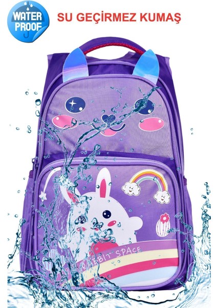 Mor Tavşan Baskılı, Su Geçirmez, Ortopedik Sırt Özellikli, Ilkokul Çantası + Beslenme Çantası indirimleri