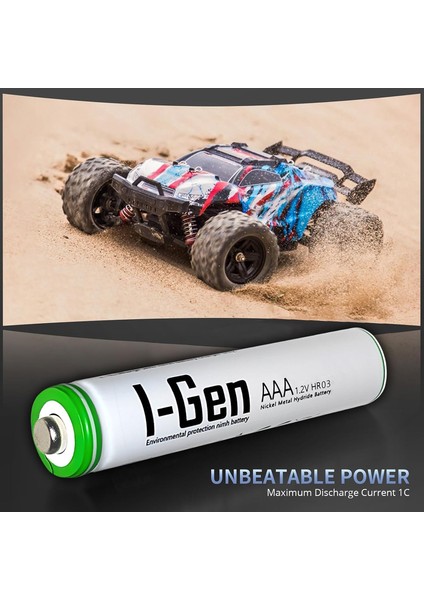 I-Gen B110 4 Adet AAA 650 Mah Şarj Edilebilir İnce Kalem Pil 1.2V Ni-MH Şarjlı Pil