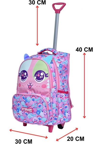 Çekçekli Pembe Kedi Baskılı, Ortopedik Sırt Özellikli, Ilkokul Çantası + Beslenme Çantası fırsatları