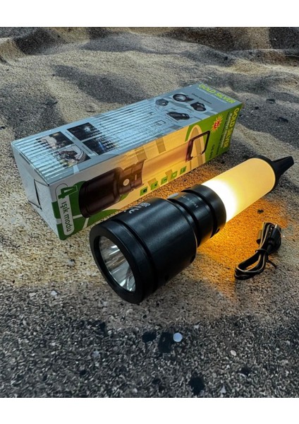 Gold Silver 5W Usb'li El Feneri 4 Farklı Işık Modu Kamp Karavan Çadır ve Dağ Yürüyüşü