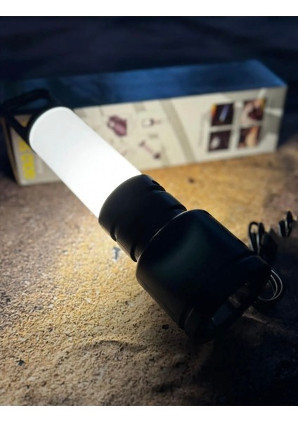 Gold Silver 5W Usb'li El Feneri 4 Farklı Işık Modu Kamp Karavan Çadır ve Dağ Yürüyüşü