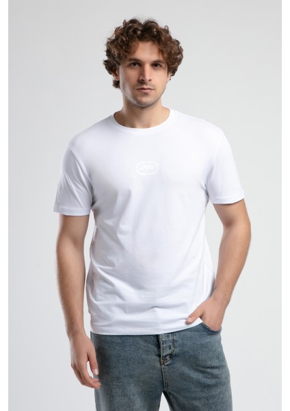 ECKO UNLTD Johnson Beyaz Bisiklet Yaka Baskılı Standard Fit Erkek Tshirt