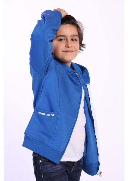 Erkek Çocuk Cep Dıfferent Style Tıme Baskılı Hırka