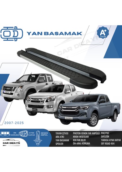 Isizu D-Max 3 Nirvana Alüminyum Yan Basamak Marşpiyel Koruma 2020>2021>2022>2023>2024>2025