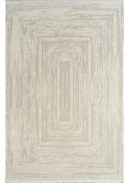 Voyage KJ05A Gri Krem Viskon Akrilik Yumuşak Dokulu Modern Eskitme Halı