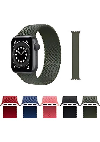 Apple Watch Örgü Hasır 5 Li Paket Seri 2-10 Arası 38-40-41 mm Uyumlu Lastikli Kordon Kayış