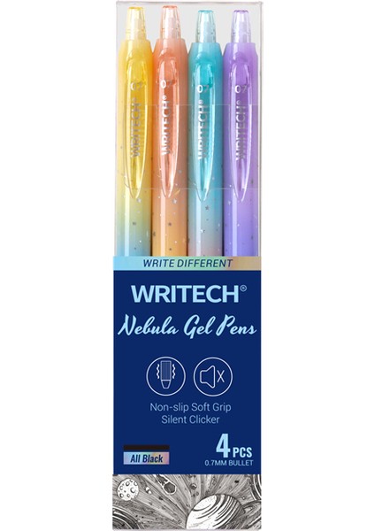 Wrıtech W-0163 Soft Grıp Nebula Sarı/mavi Gövde Mavi Jel Kalem - 12'li Kutu