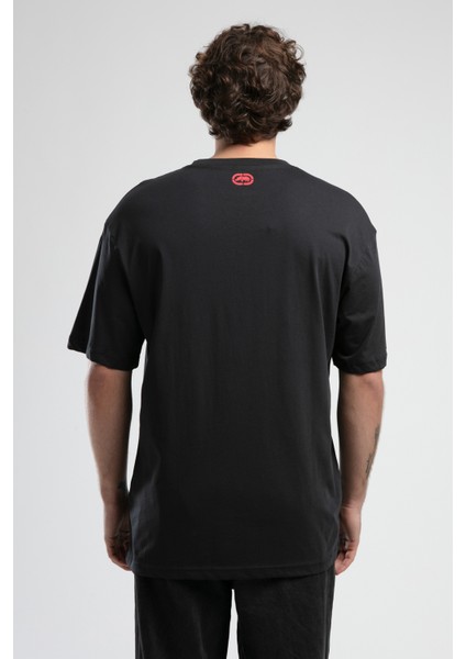 ECKO UNLTD Ithaca Antrasit Bisiklet Yaka Nakışlı Oversize Erkek Tshirt