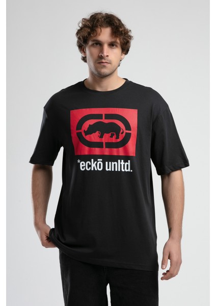ECKO UNLTD Ithaca Antrasit Bisiklet Yaka Nakışlı Oversize Erkek Tshirt