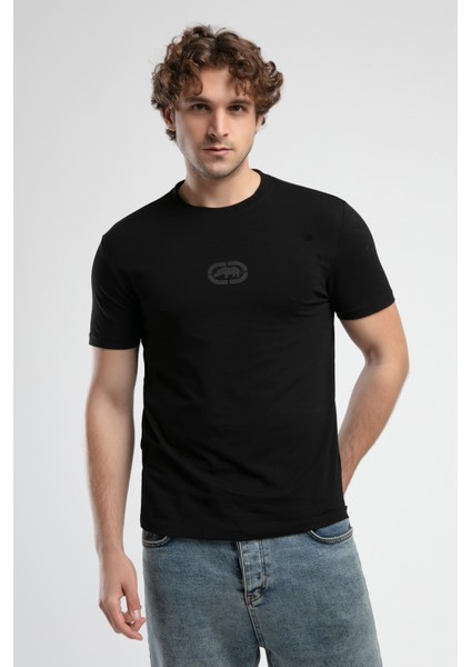 ECKO UNLTD Johnson Siyah Bisiklet Yaka Baskılı Standard Fit Erkek Tshirt