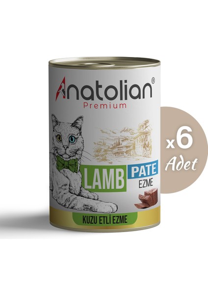 Anatolian Premium Adult Lamb Pate Kuzulu Yetişkin Ezme Kedi Konservesi 400 gr x 6 Adet