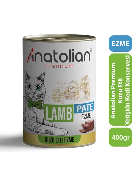 Anatolian Premium Adult Lamb Pate Kuzulu Yetişkin Ezme Kedi Konservesi 400 gr x 6 Adet