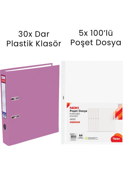 30 Adet Tigra Geniş Klasör 5 Adet Noki 100'LÜ Poşet Dosya Ofis Seti