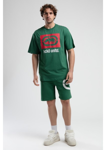 ECKO UNLTD Ithaca Yeşil Bisiklet Yaka Nakışlı Oversize Erkek Tshirt