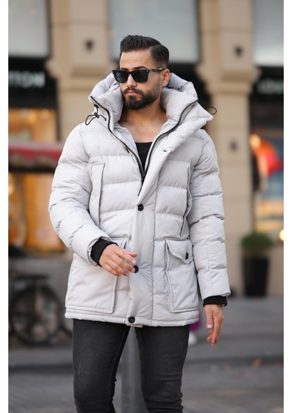 Erkek Kapşonlu Torba Cepli Kışlık Uzun Mont modelleri