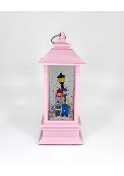 Romantik Kış Masalı Işıklı Kar Küresi - Sevgililer Pembe