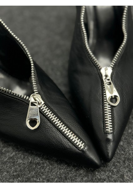 Elroy Siyah Fermuar Detaylı Topuklu Ayakkabı modelleri