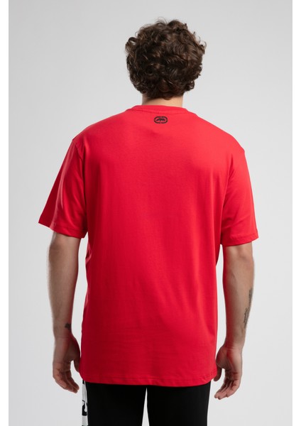 Ithaca Kırmızı Bisiklet Yaka Nakışlı Oversize Erkek Tshirt