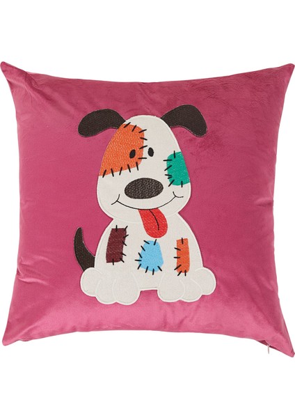 Nigift, Tek Renk, Köpek Figürlü, Aplikli, Kadife, Dekoratif Yastık, Kırlent