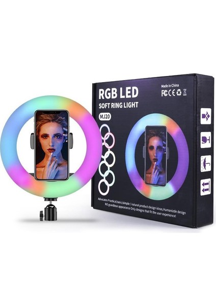 Soft Ring Light MJ30 12" 30 cm Rgb LED Halka Işık Tripodlu Selfie Işığı