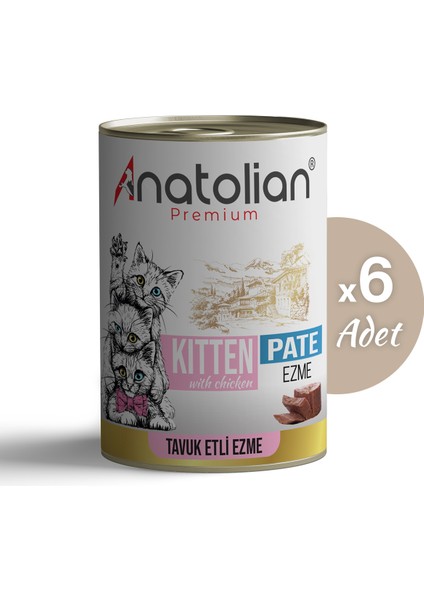 Kitten Chicken Pate Tavuklu Ezme Yavru Kedi Konservesi 400 gr x 6 Adet