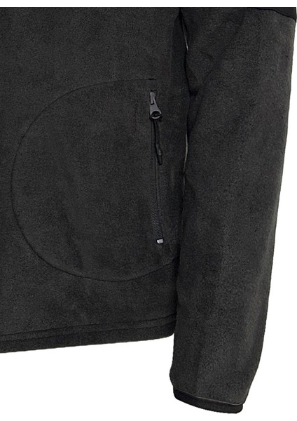 Erkek Regular Fit Fermuarlı Cepli Polar Füme Sweatshirt modelleri