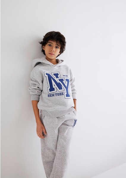 Ny Baskılı Gri SWEATSHIRT6S10065-88467